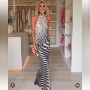 ZARA SATIN EFFECT STRIPED DRESS
